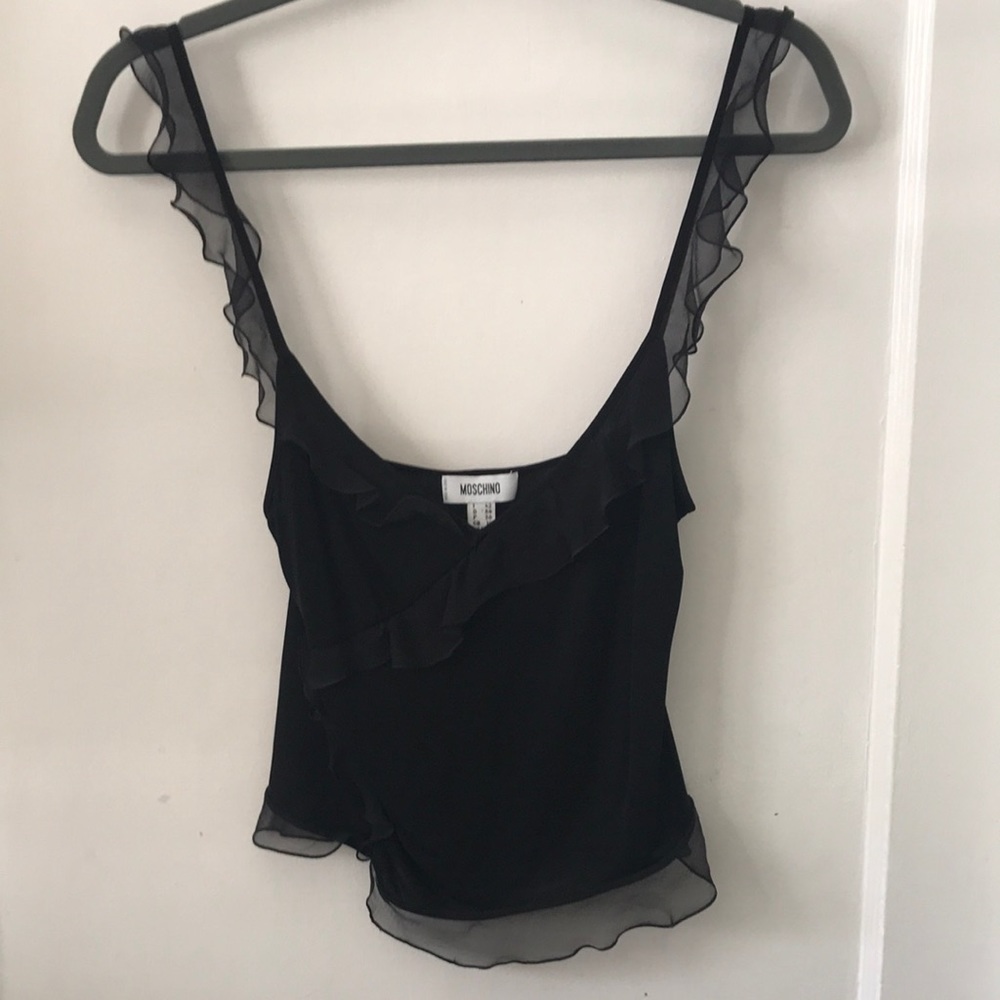 NWOT Moschino black sheer sleeveless top